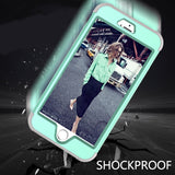 For iPhone 6 plus/6S plus PC+ Silicone 2 in 1 Hit Color Tri-proof Shockproof Dustproof Anti-fall Protective Cover Back Case Mint green + gray