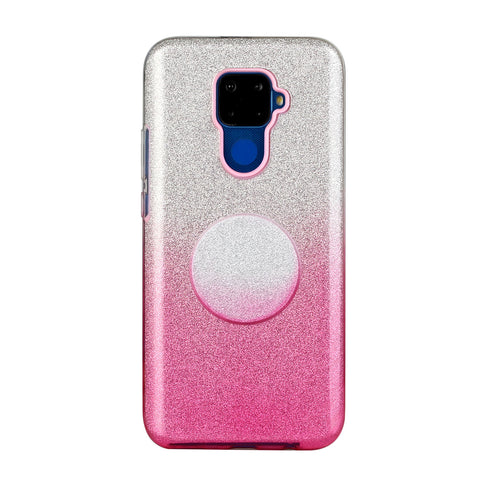 For HUAWEI Mate 30/Nova 5I pro/Mate 30 Pro/PSmart /Y5P/Y6P 2020 Phone Case Gradient Color Glitter Powder Phone Cover with Airbag Bracket Pink