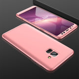 For Samsung A8 2018 360 Degree Protective Case Ultra Thin Hard Back Cover Rose gold