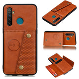 For OPPO Realme 5/5 Pro Mobile Phone Shell Buckle Closure Wallet Design Overall Protective Smartphone Cover  brown