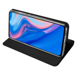 DUX DUCIS for HUAWEI Y9 Prime 2019 Solid Color Magnetic Attraction Leather Protective Phone Case with Card Slot Bracket black