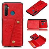 For OPPO Realme 5/5 Pro Mobile Phone Shell Buckle Closure Wallet Design Overall Protective Smartphone Cover  red