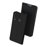 DUX DUCIS for HUAWEI Y9 Prime 2019 Solid Color Magnetic Attraction Leather Protective Phone Case with Card Slot Bracket black