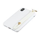 For Samsung A7 2018 Simple Solid Color Chic Wrist Rope Bracket Matte TPU Anti-scratch Non-slip Protective Cover Back Case 2 white