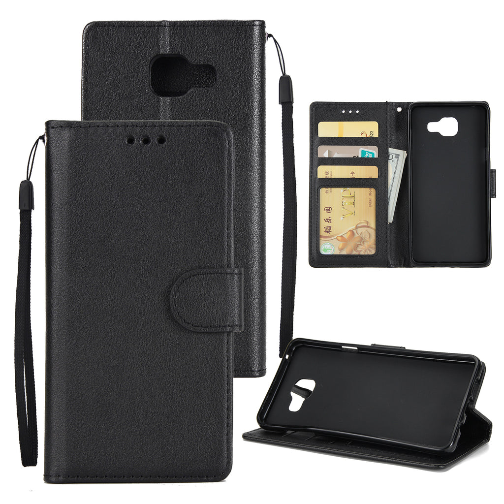 For Samsung A7 2017/A720 PU Leather Cell Phone Case Protective Cover Shell with Buckle black