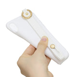 For Samsung A7 2018 Simple Solid Color Chic Wrist Rope Bracket Matte TPU Anti-scratch Non-slip Protective Cover Back Case 2 white