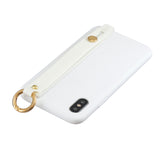 For Samsung A7 2018 Simple Solid Color Chic Wrist Rope Bracket Matte TPU Anti-scratch Non-slip Protective Cover Back Case 2 white