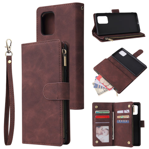 For Samsung S10 Lite 2020 Mobile Phone Case Wallet Design Zipper Closure Overall Protection Cellphone Cover  3 brown
