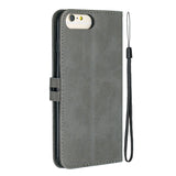 For iPhone 6 plus / 6S plus / 7 plus / 8 plus Denim Pattern Solid Color Flip Wallet PU Leather Protective Phone Case with Buckle & Bracket gray