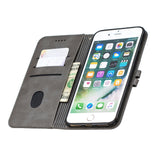 For iPhone 6 plus / 6S plus / 7 plus / 8 plus Denim Pattern Solid Color Flip Wallet PU Leather Protective Phone Case with Buckle & Bracket gray