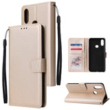 For Samsung A10S A20S Cellphone Cover Mobile Phone Shell Buckle Closure Cards Slots PU Leather Smart Shell with Wallet Overall Protection gold