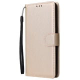 For Samsung A10S A20S Cellphone Cover Mobile Phone Shell Buckle Closure Cards Slots PU Leather Smart Shell with Wallet Overall Protection gold