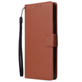 For Samsung A10S A20S Cellphone Cover Mobile Phone Shell Buckle Closure Cards Slots PU Leather Smart Shell with Wallet Overall Protection brown
