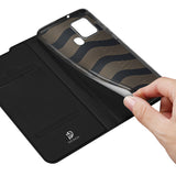 DUX DUCIS for Samsung A21s/A51 5G Magnetic Protective Case Bracket with Card Slot Leather Mobile Phone Cover black