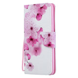 For Samsung A50/A70 Smartphone Case Overall Protective Phone Shell Lovely PU Leather Cellphone Cover with Card Slots  peach blossom