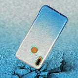 For Samsung A10/A50/A30S/A70/A20S Phone Case Gradient Color Glitter Powder Phone Cover with Airbag Bracket blue