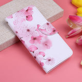 For Samsung A10S/A20S Smartphone Case PU Leather Phone Shell Lovely Cartoon Pattern Card Slots Overall Protection peach blossom