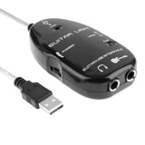 Guitar to USB Sound Player Sound Card Effector Interface Link Audio Cable Music Recording Adapter black