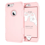 For iPhone 6 plus/6S plus PC+ Silicone 2 in 1 Hit Color Tri-proof Shockproof Dustproof Anti-fall Protective Cover Back Case Rose gold
