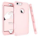 For iPhone 6 plus/6S plus PC+ Silicone 2 in 1 Hit Color Tri-proof Shockproof Dustproof Anti-fall Protective Cover Back Case Rose gold