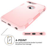 For iPhone 6 plus/6S plus PC+ Silicone 2 in 1 Hit Color Tri-proof Shockproof Dustproof Anti-fall Protective Cover Back Case Rose gold