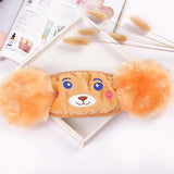 Kid 2-in-1 Warm Mask Earmuffs Cartoon Bear Winter Thicken Plush Riding Outdoor Wear Dark pink