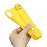 For Samsung A7 2018 Simple Solid Color Chic Wrist Rope Bracket Matte TPU Anti-scratch Non-slip Protective Cover Back Case 3 yellow