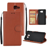 For Samsung A7 2017/A720 PU Leather Cell Phone Case Protective Cover Shell with Buckle brown