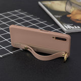For Samsung A7 2018 Simple Solid Color Chic Wrist Rope Bracket Matte TPU Anti-scratch Non-slip Protective Cover Back Case 9 coffee