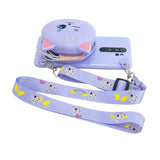 For Redmi Note 8/8T/8 Pro Cellphone Case Mobile Phone Shell Shockproof TPU Cover with Cartoon Cat Pig Panda Coin Purse Lovely Shoulder Starp  Purple