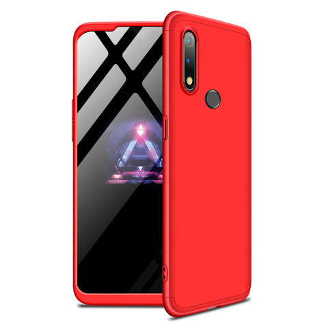 For OPPO realme3 Ultra Slim PC Back Cover Non-slip Shockproof 360 Degree Full Protective Case red