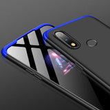 For OPPO realme3 Ultra Slim PC Back Cover Non-slip Shockproof 360 Degree Full Protective Case Blue black blue