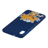 For Samsung A10 Cartoon Lovely Coloured Painted Soft TPU Back Cover Non-slip Shockproof Full Protective Case with Lanyard sapphire