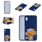 For Samsung A10 Cartoon Lovely Coloured Painted Soft TPU Back Cover Non-slip Shockproof Full Protective Case with Lanyard sapphire