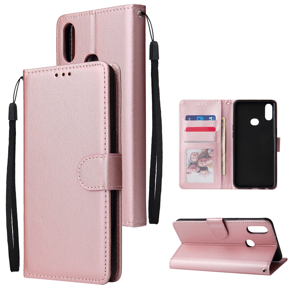 For Samsung A10S A20S Cellphone Cover Mobile Phone Shell Buckle Closure Cards Slots PU Leather Smart Shell with Wallet Overall Protection rose