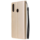 For Samsung A10S A20S Cellphone Cover Mobile Phone Shell Buckle Closure Cards Slots PU Leather Smart Shell with Wallet Overall Protection gold