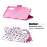 For Samsung A50/A70 Smartphone Case Overall Protective Phone Shell Lovely PU Leather Cellphone Cover with Card Slots  Ice cream unicorn