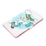 For Samsung T580 PU Laptop Protective Case with Front Snap Color Painted Smart Stay Cover  single horned horse