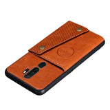 For OPPO A9 2020/Realme XT/Reno 2 Mobile Phone Shell Classic Textured Pattern Buckle Closure Design Anti-fall Smartphone Case  brown