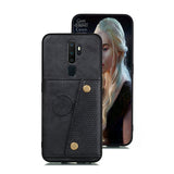 For OPPO A9 2020/Realme XT/Reno 2 Mobile Phone Shell Classic Textured Pattern Buckle Closure Design Anti-fall Smartphone Case  black