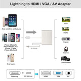 for HDMI VGA AV Adapter 4K Video Audio Conventor for iPhone/iPad/iPod to HDTV Projector Monitor Silver