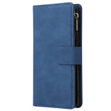 For One plus 8 Zipper Purse Leather Mobile Phone Cover with Cards Slot Phone Bracket 2 blue