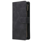 For One plus 8 Zipper Purse Leather Mobile Phone Cover with Cards Slot Phone Bracket 1 black
