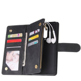 For One plus 8 Zipper Purse Leather Mobile Phone Cover with Cards Slot Phone Bracket 1 black