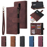 For One plus 8 Zipper Purse Leather Mobile Phone Cover with Cards Slot Phone Bracket 1 black
