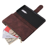 For One plus 8 Zipper Purse Leather Mobile Phone Cover with Cards Slot Phone Bracket 2 blue