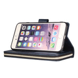 For Iphone 6/6s/6 Plus/6s Plus/7 Plus/8 Plus Pu Leather  Mobile Phone Cover Zipper Card Bag + Wrist Strap blue