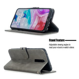 For Redmi Note 8T/Redmi 8/Redmi 8A Case Soft Leather Cover with Denim Texture Precise Cutouts Wallet Design Buckle Closure Smartphone Shell  gray