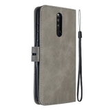 For Redmi Note 8T/Redmi 8/Redmi 8A Case Soft Leather Cover with Denim Texture Precise Cutouts Wallet Design Buckle Closure Smartphone Shell  gray