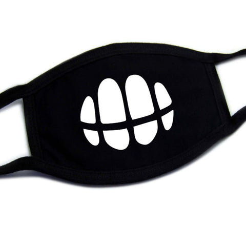 Men Women Riding Cotton Mask Dust-proof Fashion Black Facial Expression Teeth Warm Mask KZ-3016